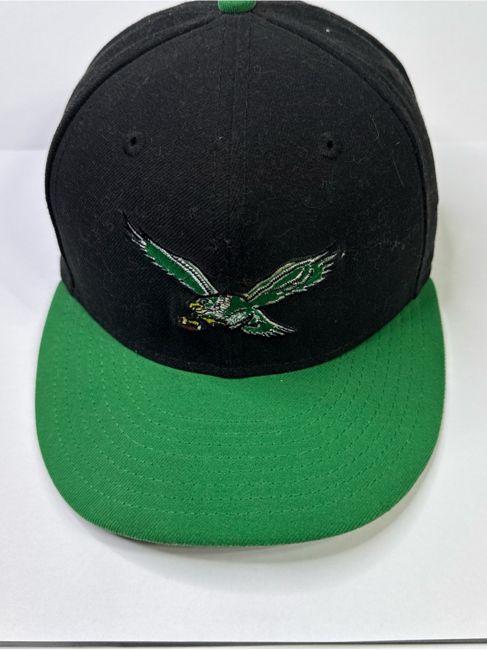 Philadelphia Eagles Hat Cap Fitted Mens 7 1/4 Black Green NFL 59FIFTY New Era.